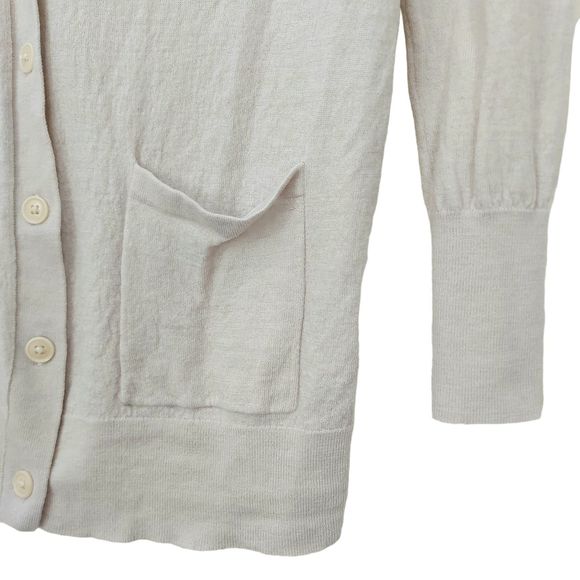 Banana Republic Womens Merino Wool Sweater Large Beige Button Up Knit V-Neck - Picture 4 of 12